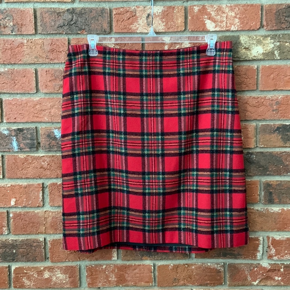 Talbots Red Tartan Plaid Wool Skirt